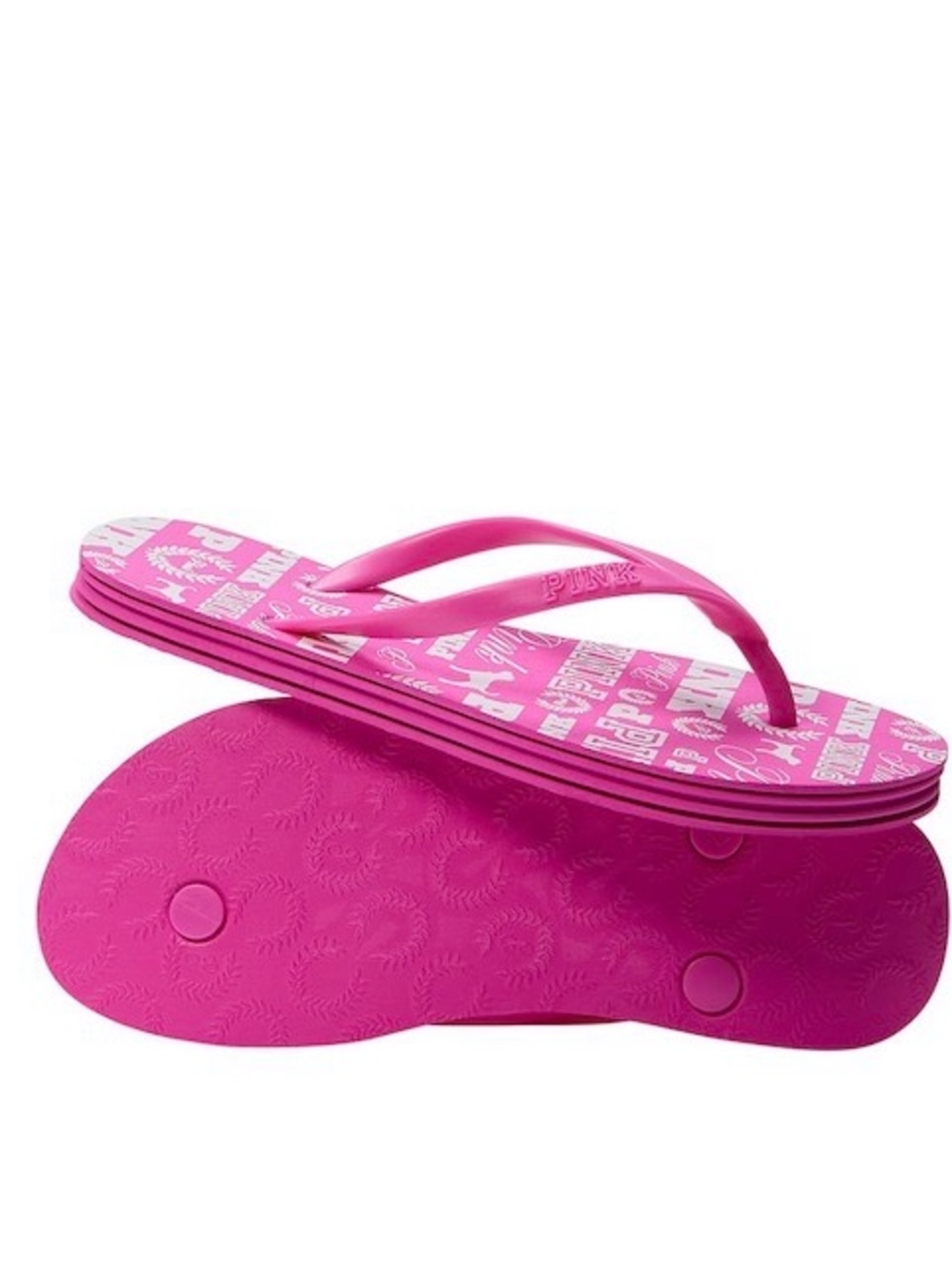 NWTs Women’s Victoria’s Secret PINK pink & white logo Flip Flops Size 8